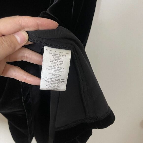 NWOT CURRENT/ELLIOTT crushed black velvet ruffle sleeve shirt dress size small 2 - Picture 5 of 6